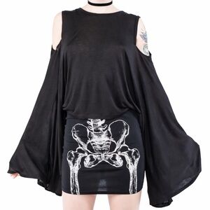 IHeart Maxi Two Way Black Cape Top Oversized Flowy Goth Festival NWT